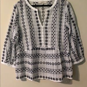 LOFT - M - Black & White Sheer Blouse. Like New